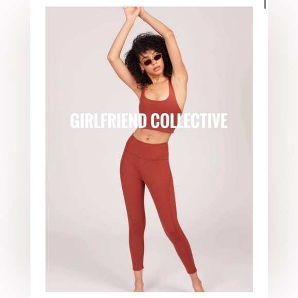 BNWOT Girlfriend Collective High Rise Compression Leggings rust colour size M - Picture 1 of 3